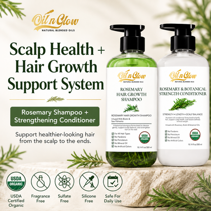 USDA Organic Rosemary  Shampoo & Conditioner Set- Scalp & Hair Growth System