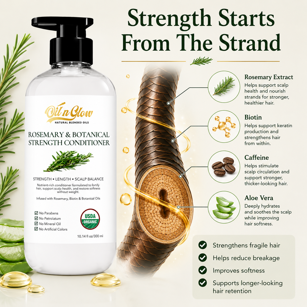 USDA Organic Rosemary  Shampoo & Conditioner Set- Scalp & Hair Growth System