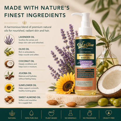 Natural Hydrating & Moisturizing After‑Shower Body Oil | Lightweight with Calming Lavender Scent