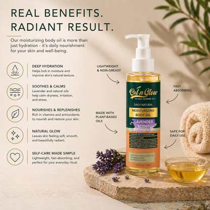 Natural Hydrating & Moisturizing After‑Shower Body Oil | Lightweight with Calming Lavender Scent