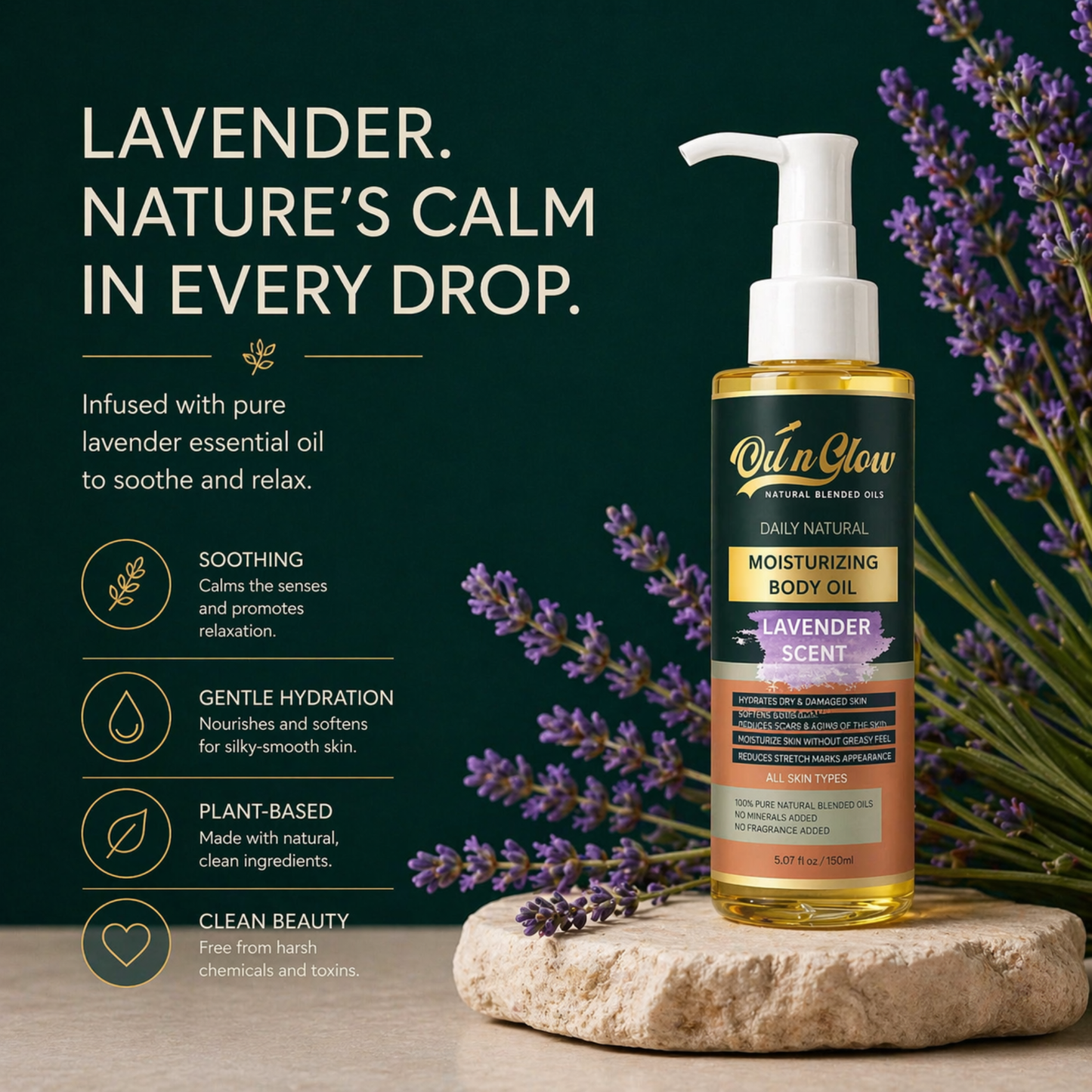 Natural Hydrating & Moisturizing After‑Shower Body Oil | Lightweight with Calming Lavender Scent