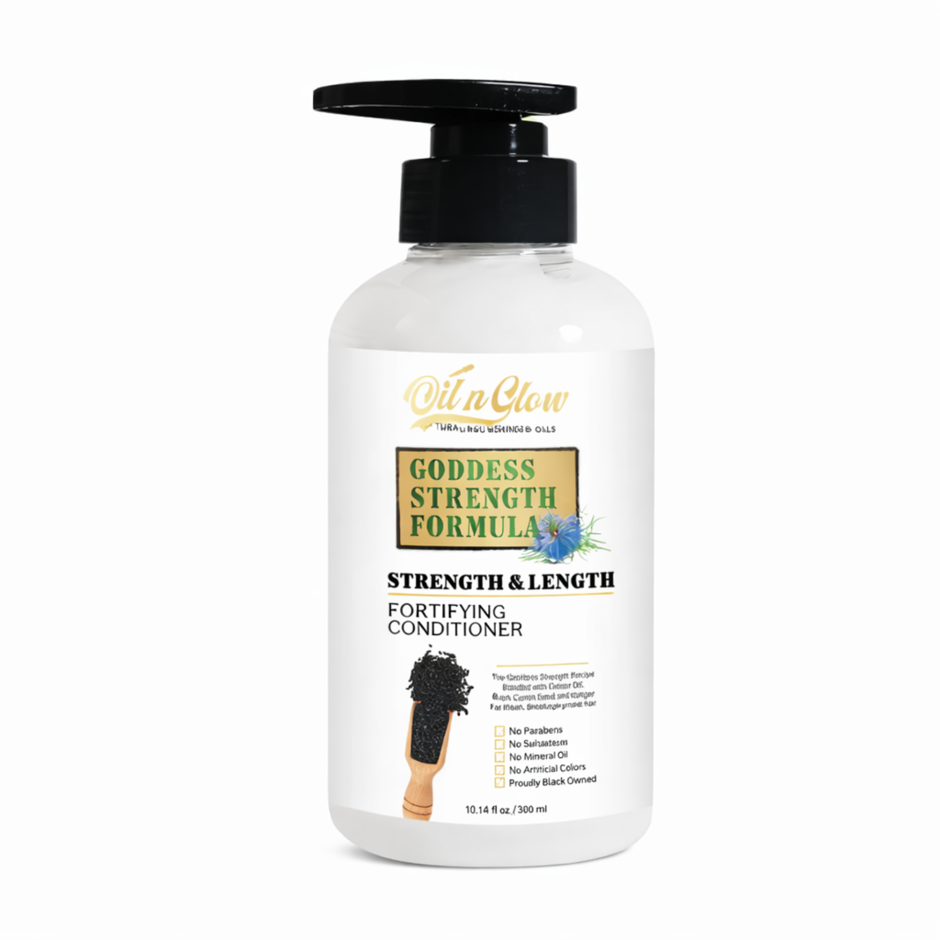 OilnGlow USDA Certified Natural Hair Growth Conditioner: Black Cumin Seeds, Ginger, Castor Oil Strengthening & Moisturizing Conditioner for Thinning, Damaged, Dry Hair - Fragrance Free 10 Fl Oz
