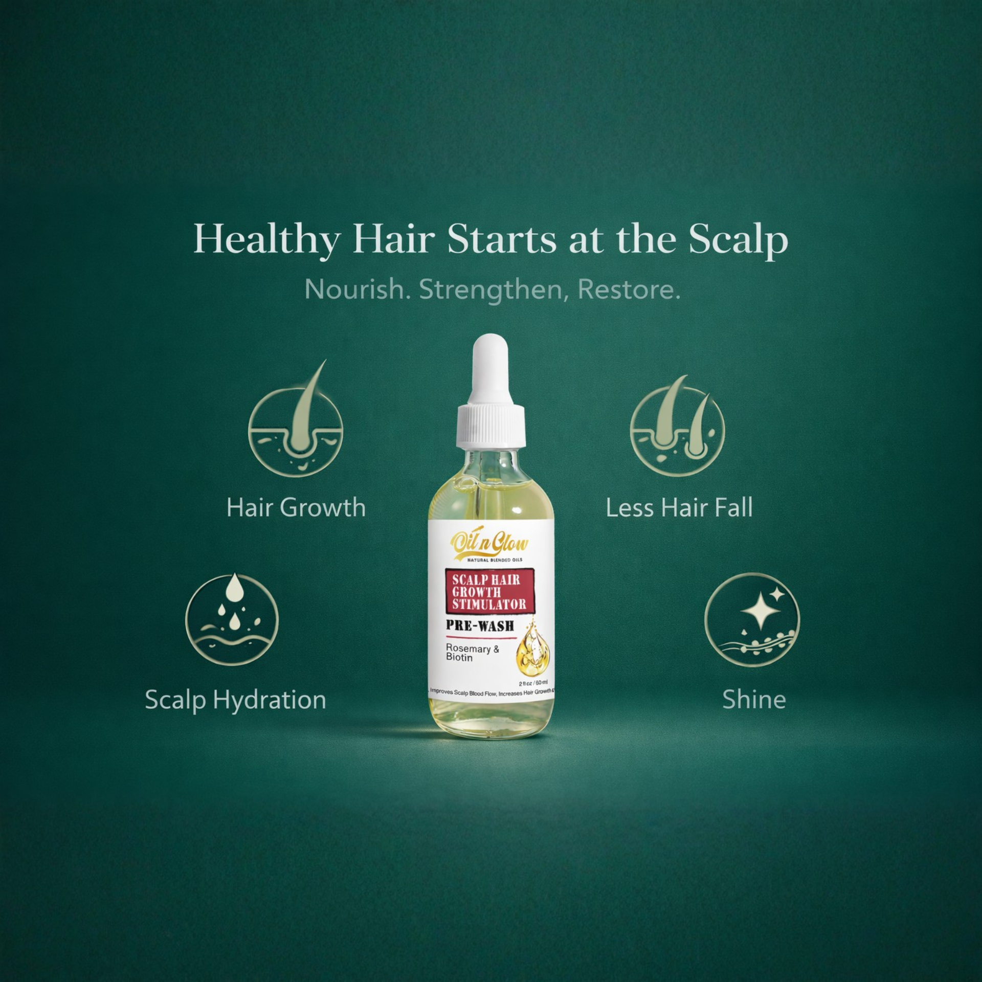 Pre‑Wash Scalp Oil for Dry, Itchy Scalp with Rosemary, Biotin & Rice water for Nourishing & Healthier Scalp & Hair.