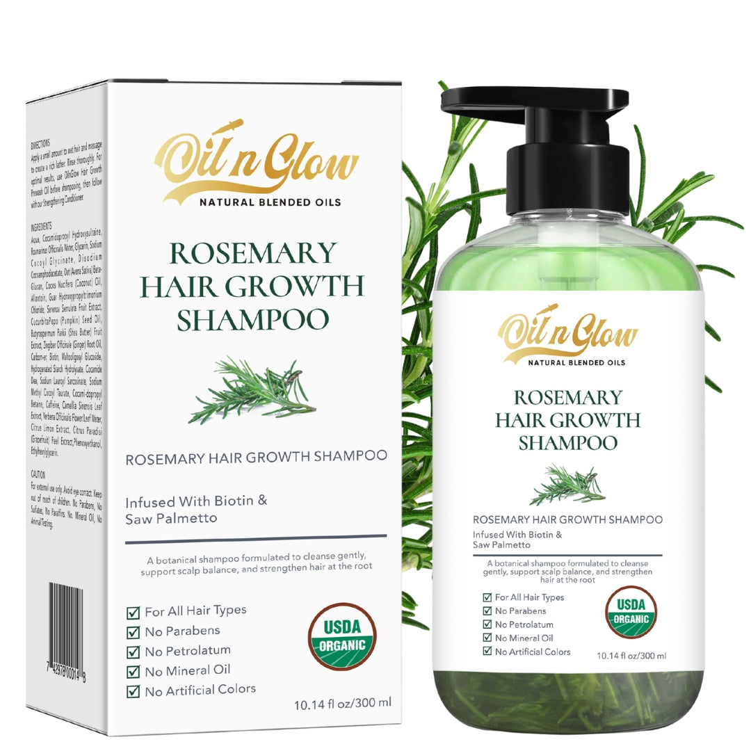 USDA Organic Rosemary Hair Growth Shampoo with Biotin & Saw Palmetto for Scalp DHT Support (10 fl oz, Fragrance Free)