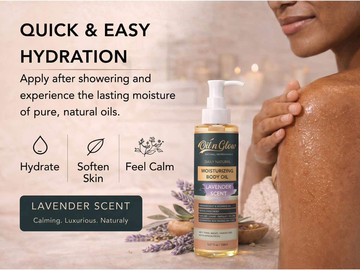 Natural Hydrating & Moisturizing After‑Shower Body Oil | Lightweight with Calming Lavender Scent