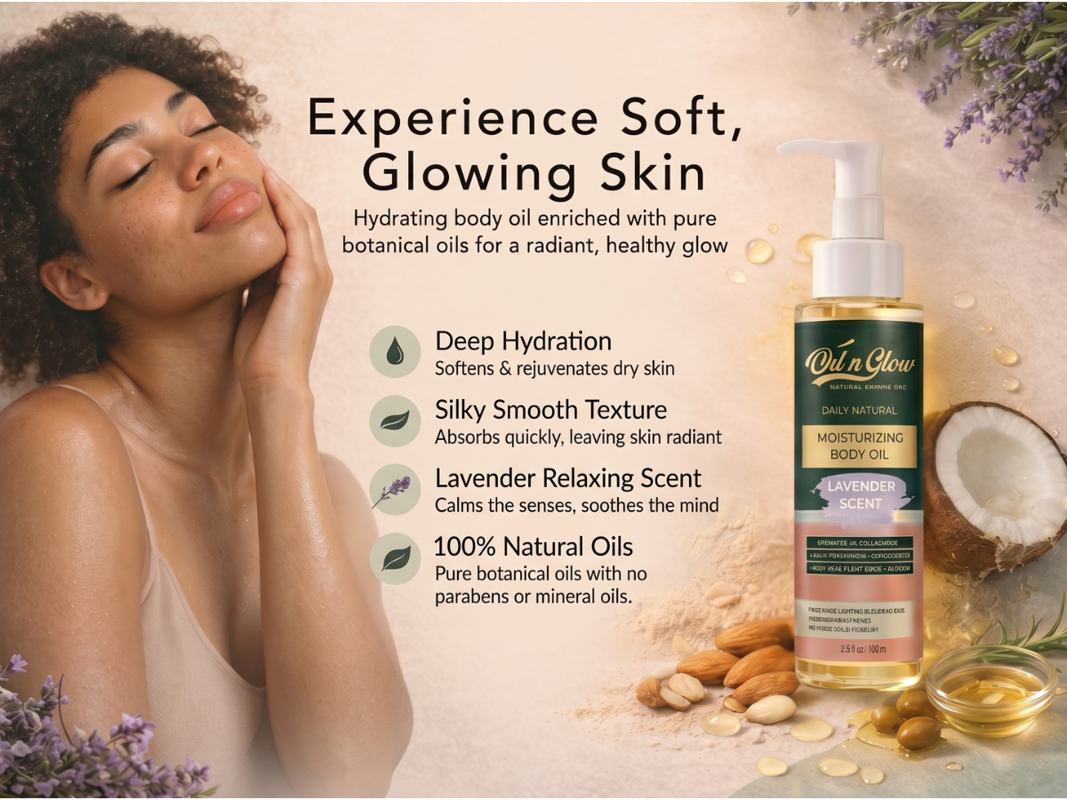Natural Hydrating & Moisturizing After‑Shower Body Oil | Lightweight with Calming Lavender Scent