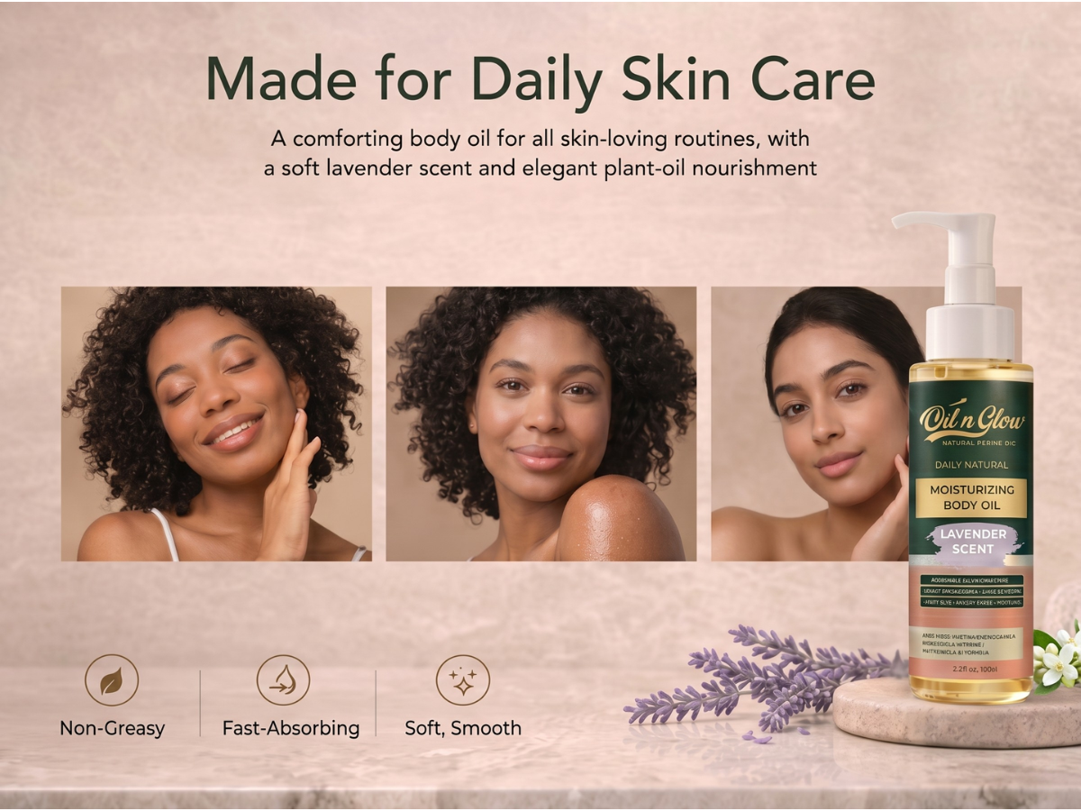 Natural Hydrating & Moisturizing After‑Shower Body Oil | Lightweight with Calming Lavender Scent