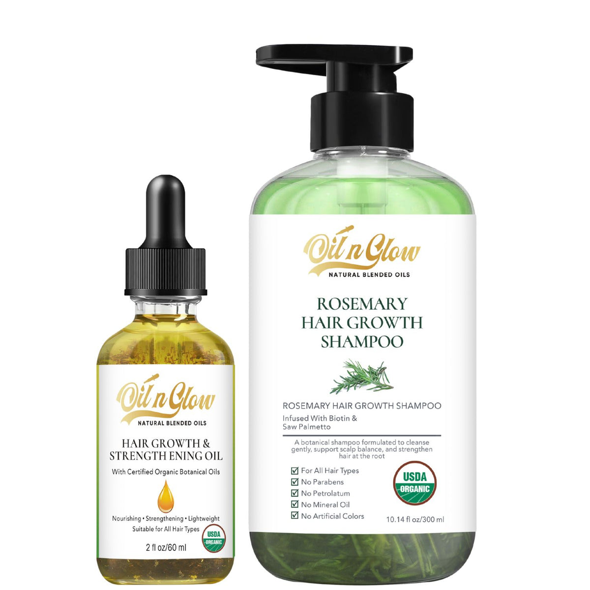 Rosemary Hair Growth Shampoo & Serum Set – Biotin, DHT Support (10 fl oz + 2 fl oz)