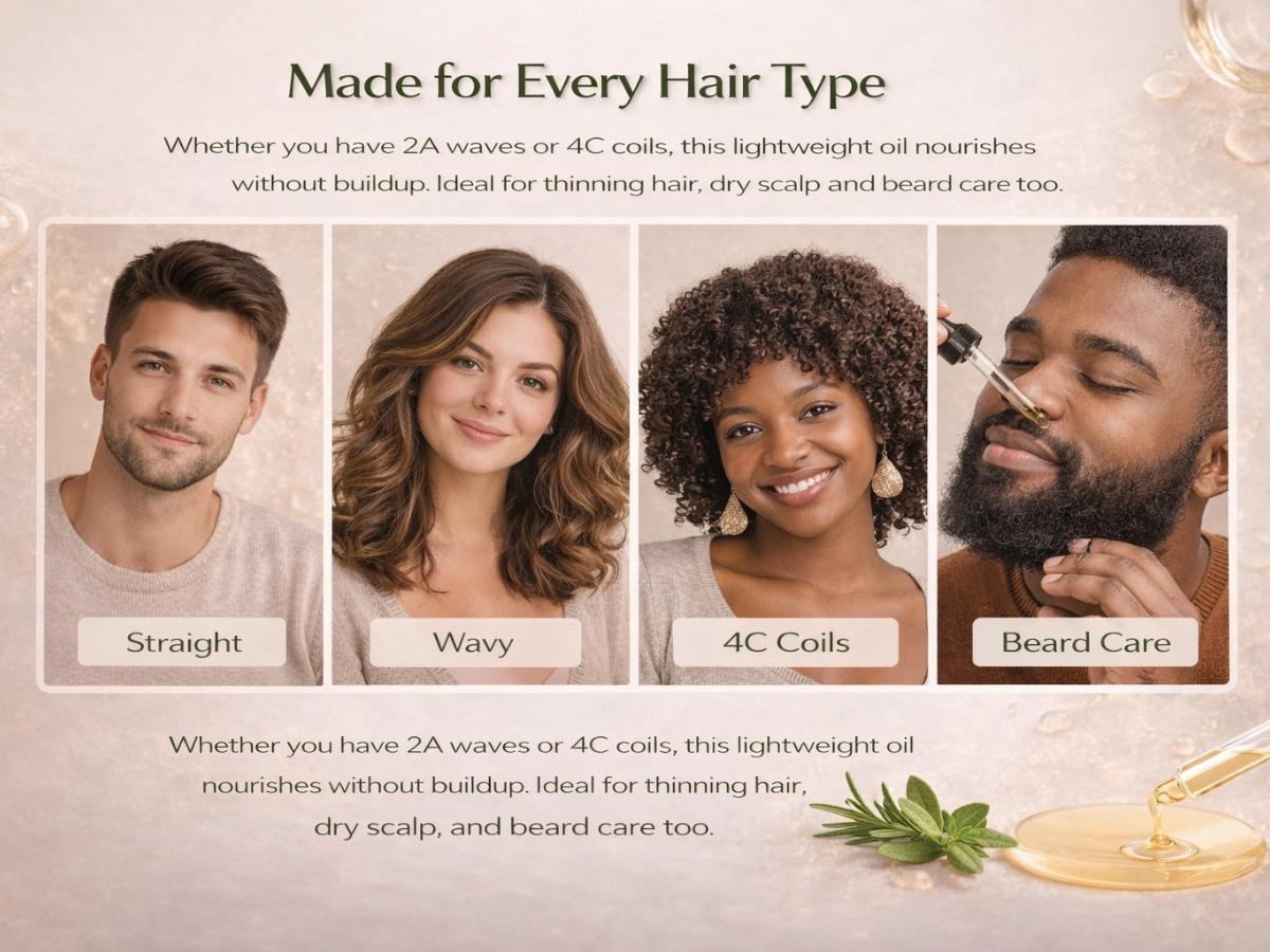 OilnGlow USDA Certified Organic 9 in 1 Natural Hair Growth Serum & Strengthening Oil with Rosemary, Castor, 100% Vegan Jojoba, Coconut, Grape Seed, Ginger & Scalp DHT Blocker Peppermint Oil 2 FL