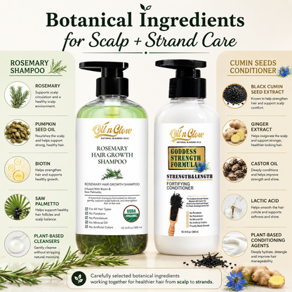 Rosemary Shampoo & Cumin Seeds Conditioner Set- Growth Support & Strengthening Duo