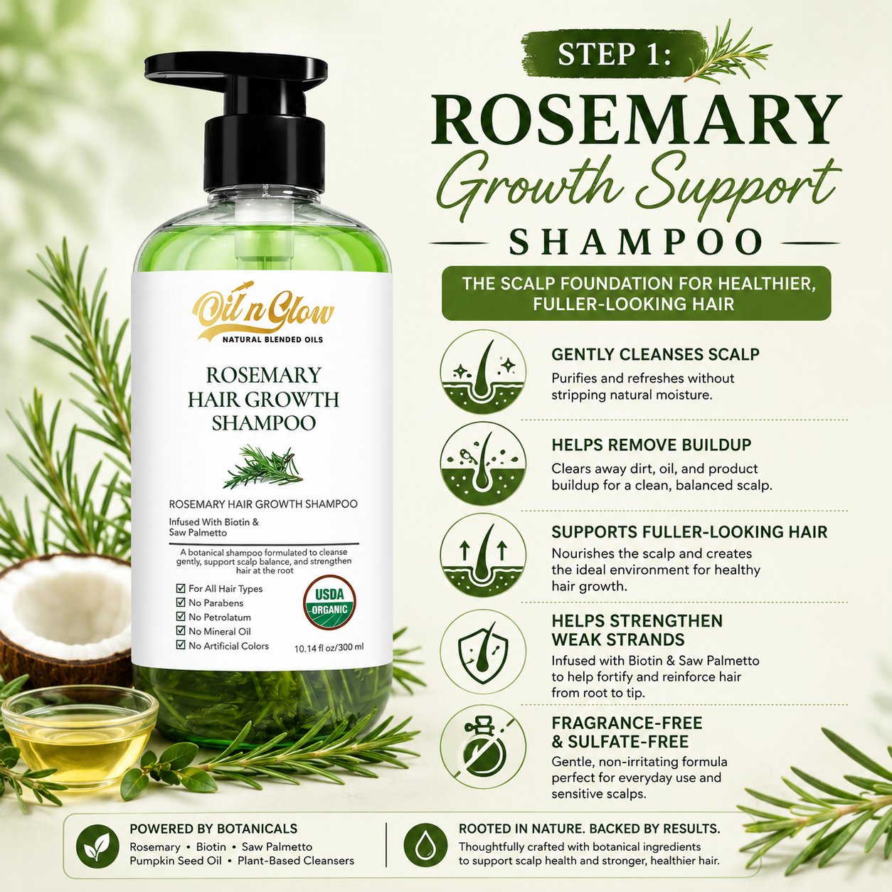 Rosemary Shampoo & Cumin Seeds Conditioner Set- Growth Support & Strengthening Duo