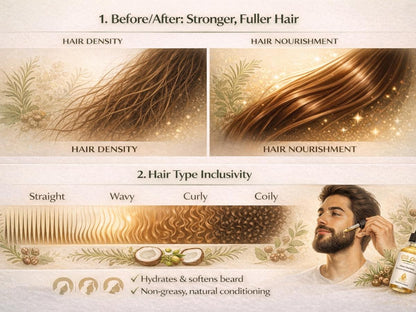 Lightweight 8‑in‑1 natural hair growth oil with rosemary, castor, coconut and jojoba. Supports thicker, fuller hair, reduces breakage and nourishes the scalp.