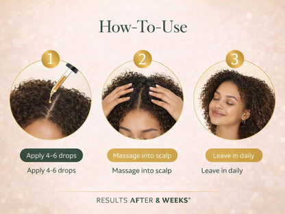 Lightweight 8‑in‑1 natural hair growth oil with rosemary, castor, coconut and jojoba. Supports thicker, fuller hair, reduces breakage and nourishes the scalp.